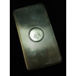 A Samuel Morden & Co. London 1900 silver hallmarked card case with sprung folding lid and gilt