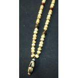 Myala bead and Tibetan bead necklace with hardstone pendant
