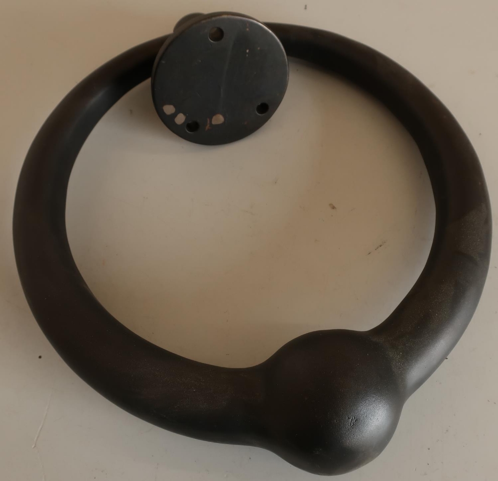 Modern extremely large cast metal ring shaped door knocker with knocking plate, mounts etc (diameter