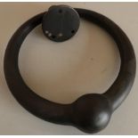Modern extremely large cast metal ring shaped door knocker with knocking plate, mounts etc (diameter