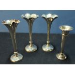 Pair of London 1901 silver hallmarked bud vases with weighted bases (14cm high), a Birmingham 1988