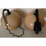 Pair of original Harvey Guzzini 1950s rise and fall mushroom lights