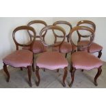 Set of six Victorian mahogany balloon back dining chairs with upholstered seats