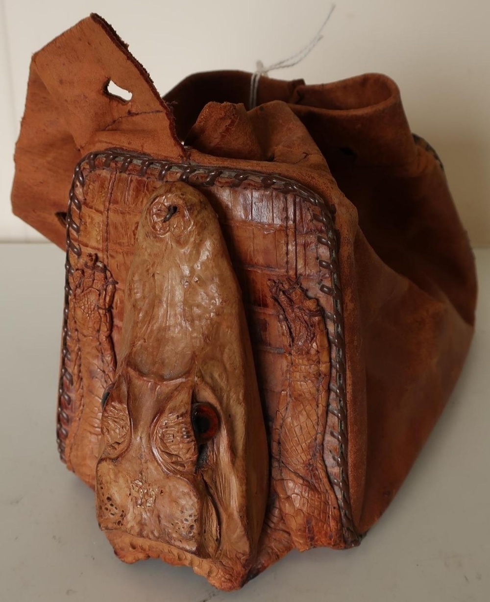 Circa 1920/30s full head crocodile bag