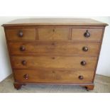 19th C mahogany chest of three short drawers above three long drawers, on raised bracket supports (
