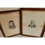 Pair of oak framed engravings of George Pyman Esq. and another marked G.W.Schofield (approx 49cm x