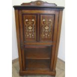 Victorian rosewood inlaid cabinet enclosed by panelled and glazed single cupboard door (55cm x