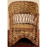 Early - mid 20th C wicker and seagrass miniature child's chair (height 33cm)