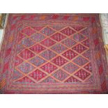 Red and blue Gazak rug (122cm x 180cm)