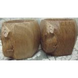 Pair of carved oak Robert Thompson 'Mouseman' napkin rings.