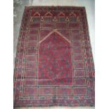 Brown and red Old Baluchi rug (131cm x 90cm)