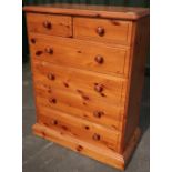 Modern pine chest of two short above four long drawers (86cm x 44cm x 114cm)