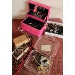 Box containing an extremely large collection of various assorted costume jewellery