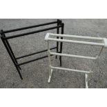 Late Victorian painted towel rail and another ebonised Edwardian style towel rail (2)