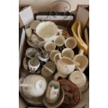Selection of various decorative ceramics including crested-ware, cruet set, Royal Worcester, Royal