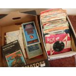 Selection of various 45 records, a small selection of various maps, pocket companion books etc