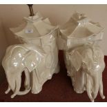 Pair of ceramic table lamps in the form of elephants (approx. 55cm high)