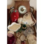 Wall barometer, plated ware, Studio glass ware, Poole pottery, Aynsley, etc