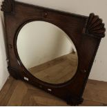 Circa 1930s oak framed bevelled edge circular wall mirror (63cm x 60cm)