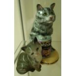 Royal Doulton Whiskers Cat Silver Tabby Limited Edition No 417/750 MCL15 and a Beswick cat (2)