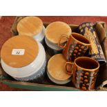 Set of four Hornsea tapestry storage jars, and other Hornsea ceramics in one box