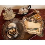 Selection of various silver plated ware including cruet set, tea service, cased sets etc