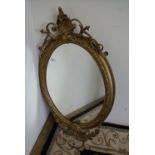 Late 19th C gilt frame oval wall mirror (97cm x 56cm)