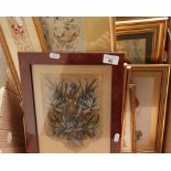 Large selection of 19th C and later framed wool works, bead works, needle works etc