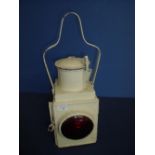 BR(M) white railway lamp with red bullseye lens