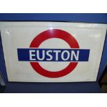 Rectangular enamel London Underground Euston Station sign (84cm x 54cm)