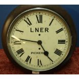 Mahogany cased wall clock marked LNER Pickering