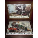 Framed and mounted Bristol GWR commemorative poster and another similar (2)