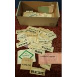 Box containing a large quantity of various assorted railway luggage labels including London and