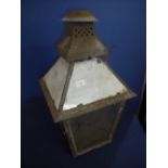Early railway type platform lantern top with 3 out of 4 opaque glass upper panels and lower glass