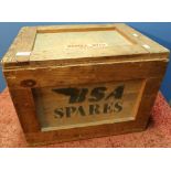 Wooden BSA Spares packing crate with lift off lid (48cm x 37cm x 36cm)