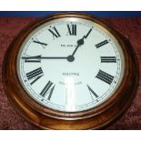 Double sided mahogany framed railway ticket office clock marked PUL-SYN-ETIC Electric Gents