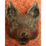 19th C heavy cast metal foxes mask