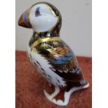 Royal Crown Derby gold button paperweight in the form of a puffin
