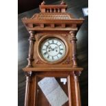 Quality late Victorian walnut cased twin weight Vienna style wall clock, movement signed Gustav