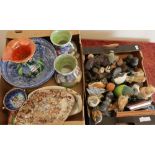 Selection of various Maling ceramics including lustre ware, a blue and white bowl, vases etc