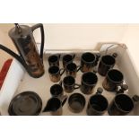 Phoenix coffee set by John Cuffley, Portmeirion pottery, including six mugs, six coffee cans etc