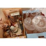 Selection of various decorative ceramics, Pendelfin figure, glassware etc in two boxes