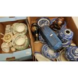 Selection of blue & white ceramics including Oriental, West Germany Studio pottery vase, part Minton
