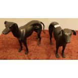 Pair of cast metal whippets/greyhounds (height 28cm)