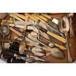 Box of various silver plated, silver and stainless steel cutlery