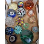 Fifteen various assorted Studio glassware paperweights, including Millefleur design