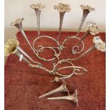 Pair of five branch silver plated epergne