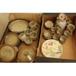 Large quantity of Stoneware studio style ceramic breakfast/dinner service and set of six fruit
