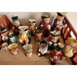 Large collection of various assorted Toby jugs, including Royal Doulton Falstaff