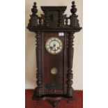 Late Victorian beech stained wall clock